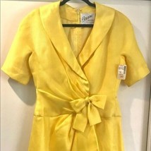 Vintage Arnold Scaasi Yellow Silk Burlap Dress Sz 12 - £629.80 GBP