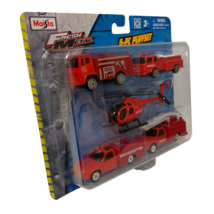 Fresh Metal Fire Engine Trucks Helicopter 5 Piece Play Set Die Cast Maisto New - £9.39 GBP