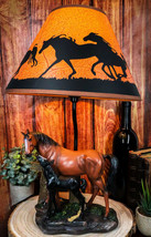 Ebros Horse Mare &amp; Foal By Ranch Fence Desktop Table Lamp With Shade Decor 19&quot;H - £64.85 GBP