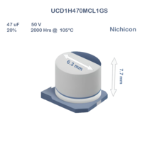 10X UCD1H470MCL1GS Nichicon 47uF 50V 6.3x7.7 Aluminum Electrolytic Capacitor SMD - $4.00