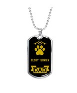 Cesky Terrier Dad Dog Necklace Stainless Steel or 18k Gold Dog Tag W 24&quot;... - $47.45+