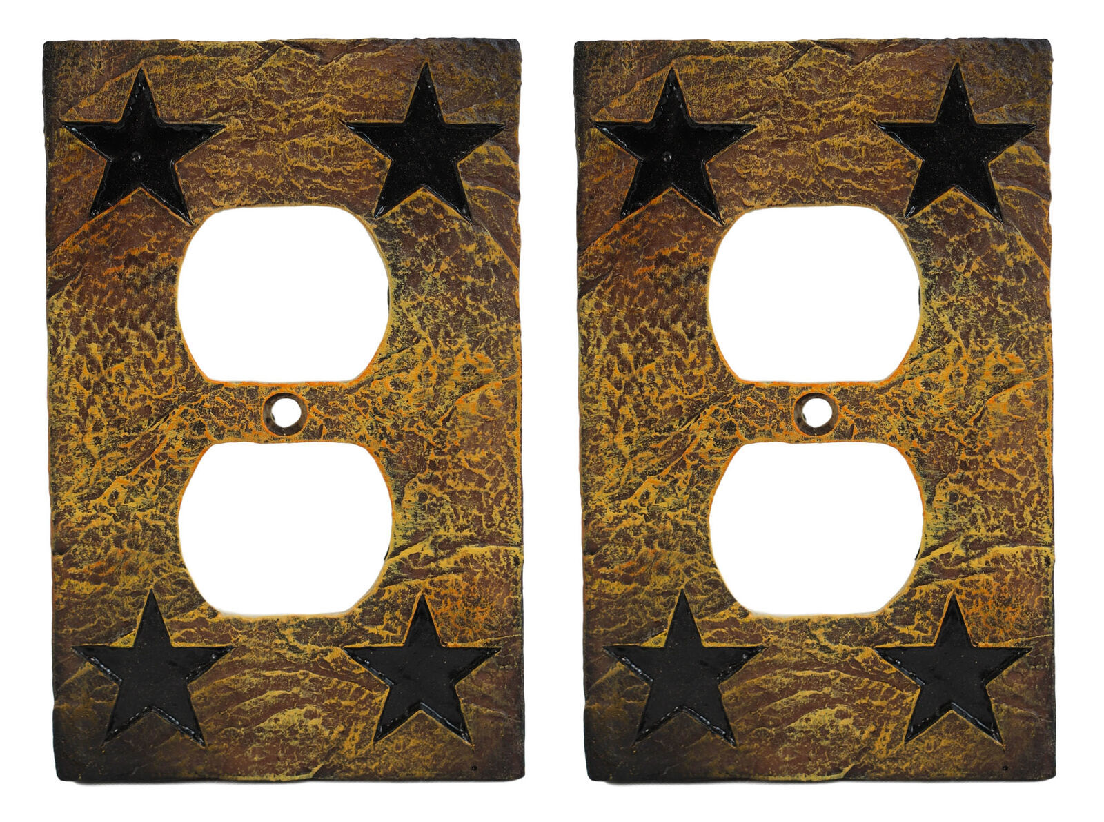 Set of 2 Western Stars Silhouette Textured Wall Double Receptacle Cover ... - $24.99