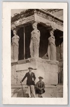 RPPC Two Dapper Gentleman at Caryatids in Acropolis c1910 Postcard H26 - £13.27 GBP