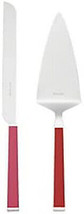 Kate Spade Juno Drive Cake Knife &amp; Server 2 PC Silverplate/Pink &amp; Red En... - £38.32 GBP