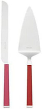 Kate Spade Juno Drive Cake Knife &amp; Server 2 PC Silverplate/Pink &amp; Red Enamel New - £38.87 GBP