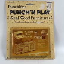 Punchkins Kitchen Stove Sink Punch N Play Real Wood Play Dollhouse Mini Vintage - £22.57 GBP