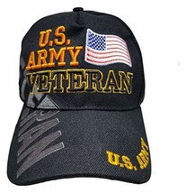 Army Black Baseball Cap US Veteran with American Flag USA Hat United States - $14.99