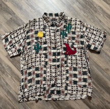 Vtg JouJou Rhythm Button Down Shirt Native American Embroidery Southwest... - $24.06