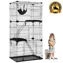 Cat Cage Cat Crate Cat Kennel Playpen with Free Hammock 3 Cat Bed 3 Front Doors - £199.72 GBP