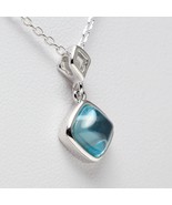 Solid 925 Sterling Silver Blue Topaz Gemstones Jewelry Pendant Necklace ... - £24.03 GBP