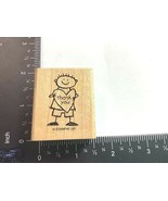 Rubber Stamp Sketch Stick Boy Child Holding Thank You Heart Stampin Up U... - $4.04 CAD