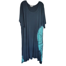 Plus Side 4X Maxi Dress Short Sleeves Jersey Dark Teal Aqua Swirl Patter... - $24.30