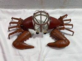 Metal and Glass Red Crab Votive Tealight Candle Holder Whimsical Ocean S... - £13.69 GBP