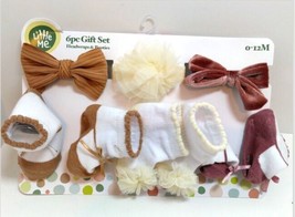 Little Me 6 Pc Gift Set Baby Girl Fancy Headwraps &amp; Booties 0-12M NEW! - $9.50