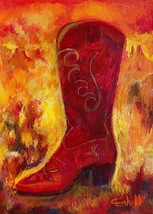 Crimson Sunset Original Acrylic Painting by Lynn Cahill - $25.00
