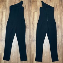 BCBGeneration Solid Black One Shoulder Crepe Fitted Jumpsuit Size 2 XS C... - $44.55