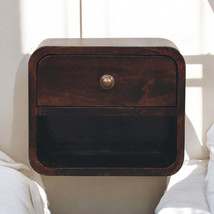 California Walnut Wall-Mounted Bedside: Mini Curved, Open Slot, 1-Drawer - $196.89 CAD