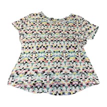 Relativity T-Shirt Women&#39;s Small Multi Geometric Cotton Round Neck Short Sleeve - £15.45 GBP