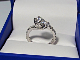 Love Forever 2.25Ct Round Cut Two Diamond Engagement Ring 14K White Gold Size 5 - £198.55 GBP