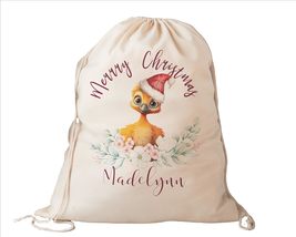 Personalised Santa Sack Australian Animals Eucalyptus Leaves/Poinsettia Leaves,  - £26.42 GBP