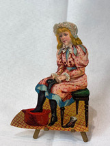 1900&#39;s Lion Coffee No 7 The Shoemaker Girl Victorian Paper Doll Trade Card - £23.75 GBP