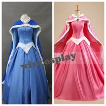 Sleeping Beauty Princess Aurora Blue Pink Cosplay Costume Aurora Cosplay Dress - £93.36 GBP