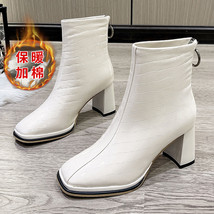 New Women Chunky Ankle Boots New Winter Fashion Party High Heels Zipper PU Leath - £41.68 GBP