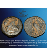 225-205 BC Ptolemaic Ancien Égypte AE 17.6mm Ptolémée IV Aigle &amp; Zeus 5.25g - £27.25 GBP