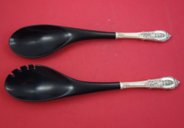 Rose Point by Wallace Sterling Silver Salad Serving Set w/ black nylon 1... - $107.91