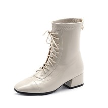 high quality New arrival women boots square head low heel boots thick heels zipp - £66.43 GBP