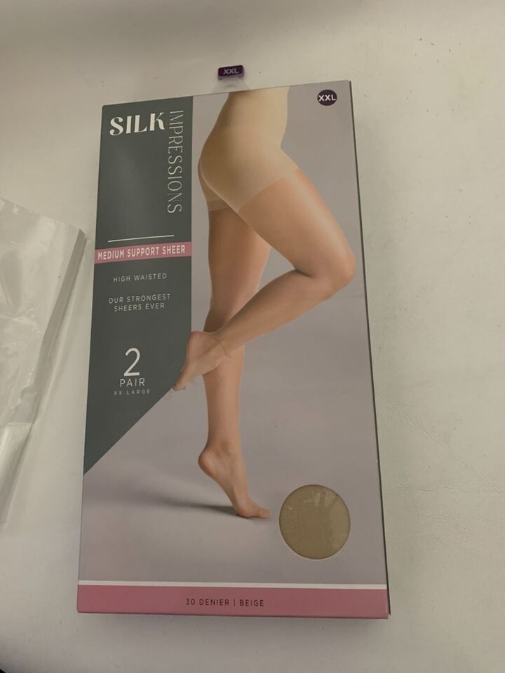 Silk Impressions Pantyhose-2 Pack XXL-Beige-30  Medium Support Sheer - $8.90