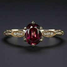 2Ct Simulated Oval Cut Red Garnet Engagement Women Ring 14K Yellow Gold Plated - £64.27 GBP