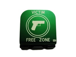 Victim Free Zone Sign With Pistol Laser Etched Aluminum Hat Clip Brim-it - £9.64 GBP