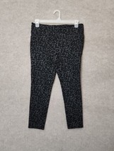 Loft Animal Print Ponte Knit Cropped Pants Womens L Petite Black Gray Stretch - £15.72 GBP
