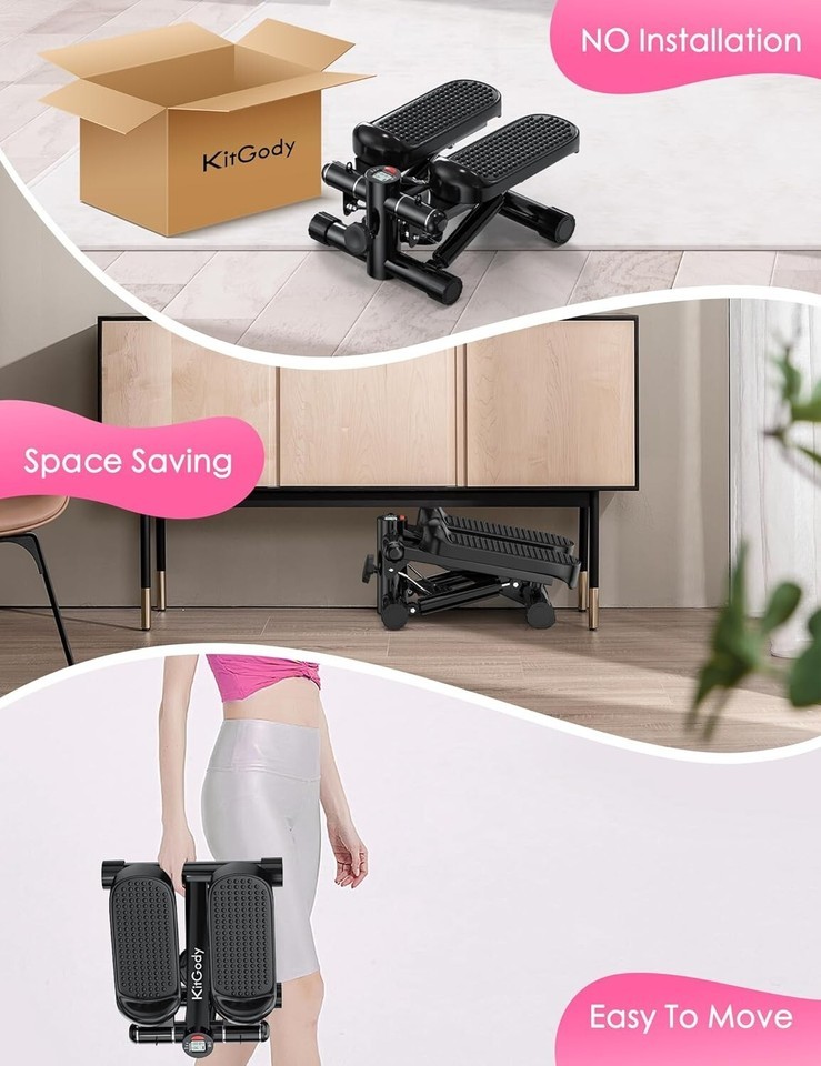 330LB Capacity Mini Exercise Stepper with Resistance Bands for Home Fitness Item image 7