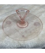 Pink Etched Depression Glass Sandwich Tid Bit Cake Tray 10&quot; With Center ... - $48.61 CAD