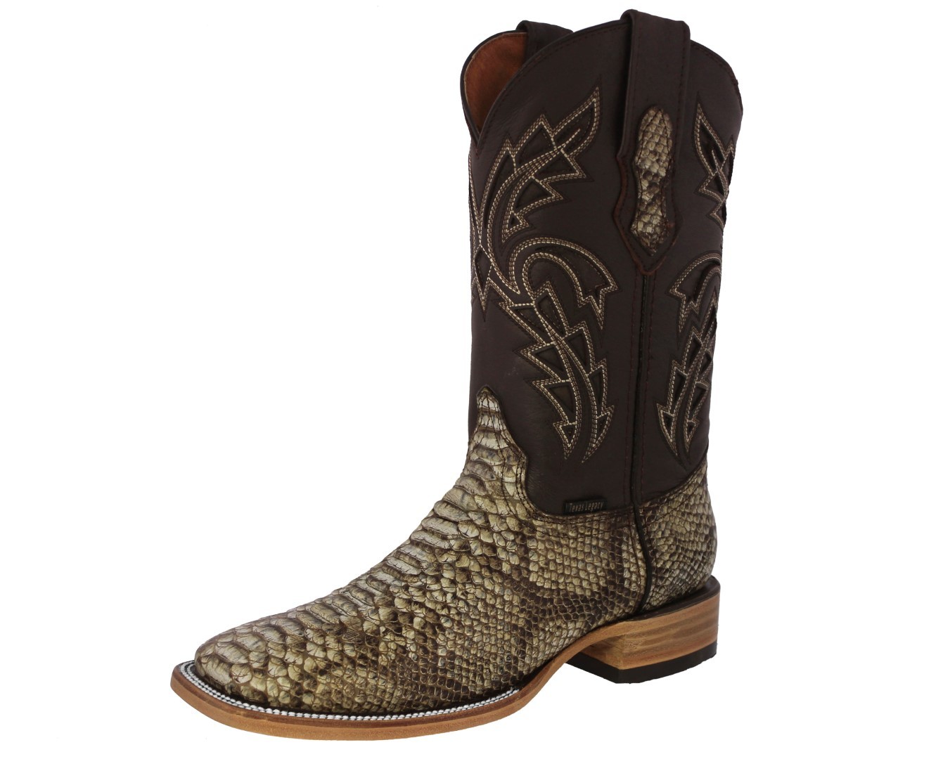 Mens Honey Brown Rodeo Western Boots Snake Python Print Leather Cowboy ...