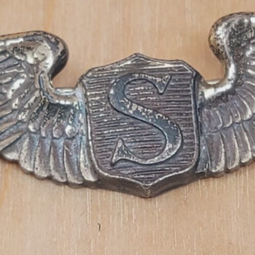 WW2 US Army Air Force Service Pilot Wing Pin Sterling Badge 3 Inches ...