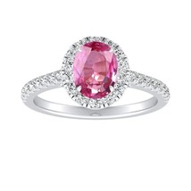 2CT Oval Pink Sapphire Lab Created Double Halo Engagement Ring - $150.00