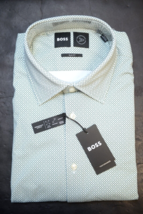 Hugo Boss Mens Hank Kent Travel Slim Fit Performance Stretch Dress Shirt 42 16.5 - £51.07 GBP