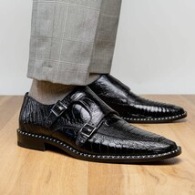 Genuine ostrich leg leather upper Shoes Napoli Black image 10
