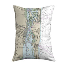 Betsy Drake Vero Beach, FL Nautical Map Noncorded Indoor Outdoor Pillow 16x20 - £42.72 GBP