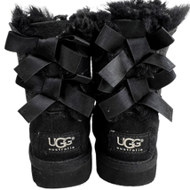 Ugg Australia Girls Bailey Bow II Boots Black Size 7 Suede Faux Fur Style 3280T - £19.00 GBP