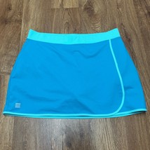 Lands Ends Womens Solid Blue Faux Wrap Skort Attached Shorts Skirt Size Medium - £21.38 GBP