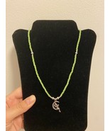 Handmade moon fairy charm beaded green necklace - $15.00
