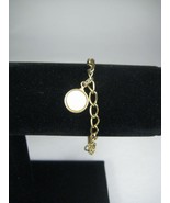 Bracelet Goldtone Vintage 60s 50s Mother Pearl Charm Chain Estate Tennis... - £31.30 GBP