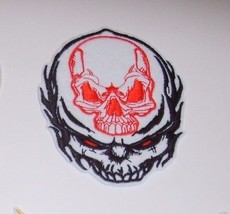 Double Skull Biker Patch~3 1/2&quot; x 2 7/8&quot;~Embroidered~Iron or Sew~FREE US Mail - £2.47 GBP