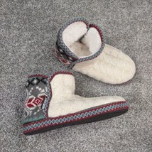 Muk Luks Slippers Women M 7-8 Knit Bootie Non-Slip Hard Sole Sherpa Lined - £7.18 GBP