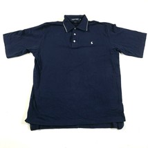 Ralph Lauren Polo Golf Shirt Mens Medium Navy Blue Collared Button Neck ... - £12.99 GBP