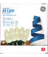 GE 1295961 STAYBRIGHT 25CT WARM WHITE LED C9 LIGHTS 12&#39; GREEN WIRE - NEW! - $274.02 MXN